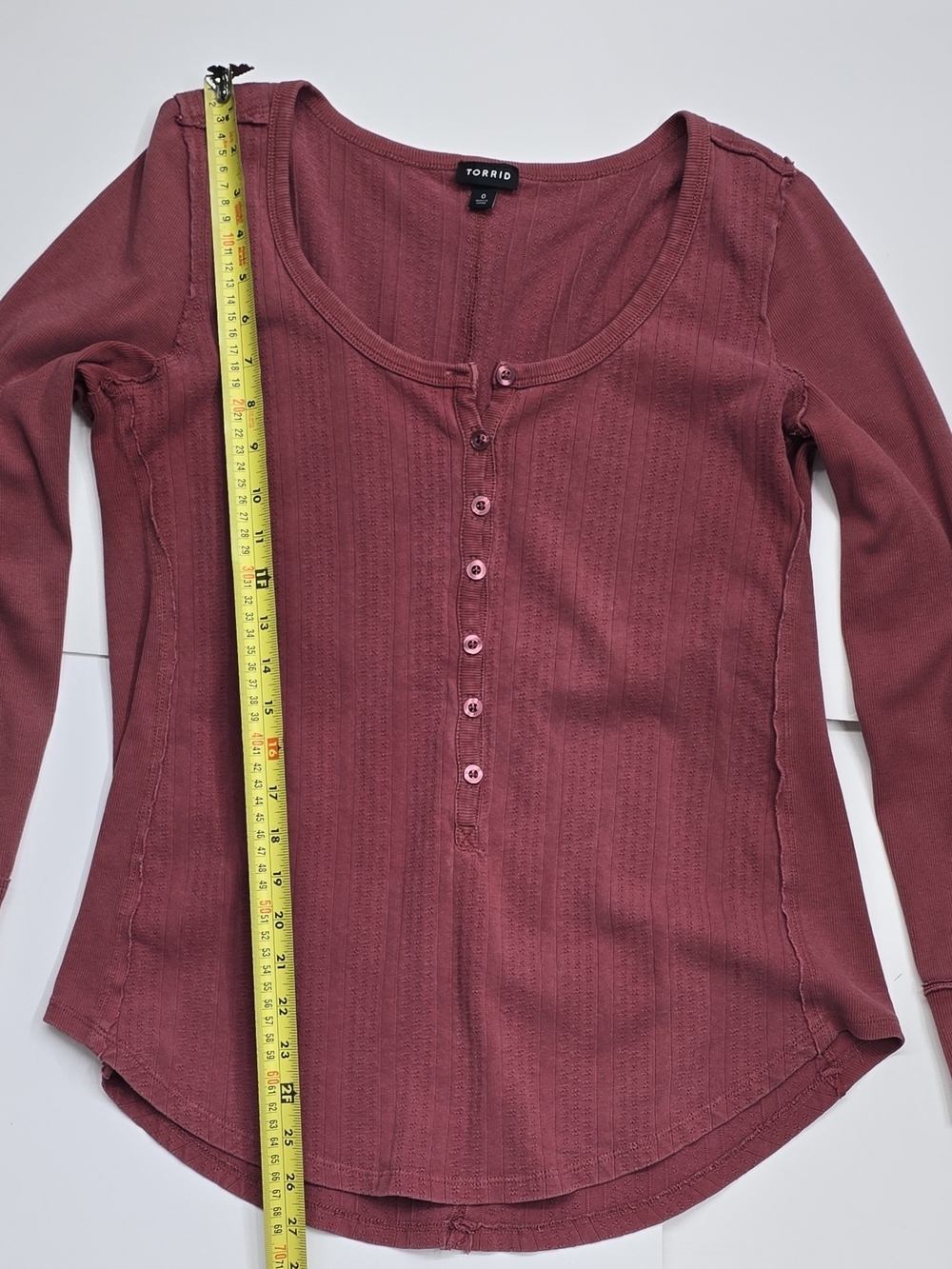 torrid Long Sleeve Henley Top in Dusty Rose